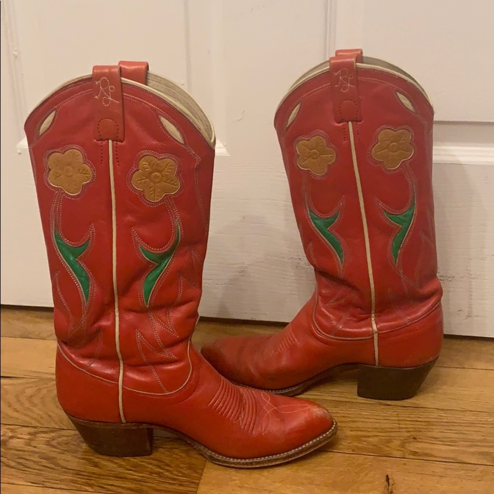 VINTAGE Ralph Lauren Selene Leather Cowboy Boots